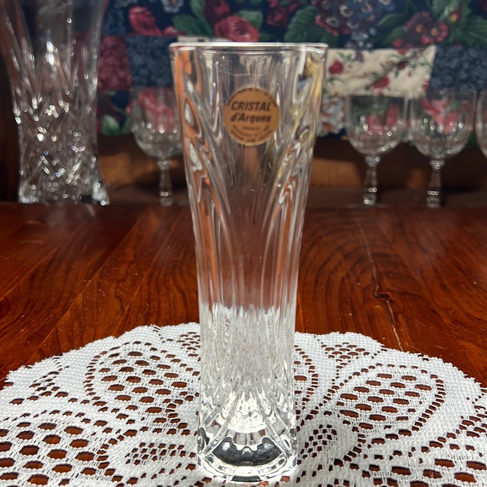 Cristal d’Arques 6 1/2” Tall 24% Lead Crystal Vintage Flower 🌺 Vase